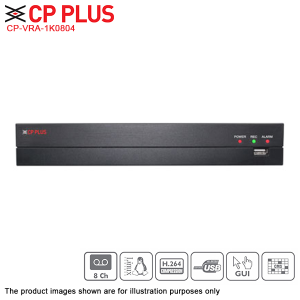 CP Plus CP-VRA-1K0804 8 Channel up to 2MP 1080P Indigo AHD TVI CVI CVBS IP CCTV DVR